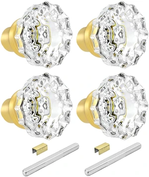 Crystal Glass Door Knobs Interior with Spindle, Brushed Gold, 2 Pack Vintage Door Knobs for Replacement Broken Antique Mortise Lock, Old Style Interior Door Crystal Glass Door Knobs Interior with Spindle, Brushed Gold, 2 Pack Vintage Door Knobs for Replacement Broken Antique Mortise Lock, Old Style Interior Door