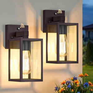 2 Pack Dusk to Dawn Outdoor Wall Light Fixtures, Exterior Porch Light, Waterproof Wall Sconces Lanterns, Sensor Lighting Wall Mount for House Doorway Garage, Dark Chocolate 2 Pack Dusk to Dawn Outdoor Wall Light Fixtures, Exterior Porch Light, Waterproof Wall Sconces Lanterns, Sensor Lighting Wall Mount for House Doorway Garage, Dark Chocolate