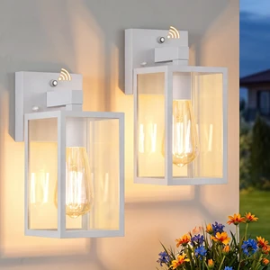 2 Pack Dusk to Dawn Outdoor Wall Light Fixtures, Exterior Porch Light, Waterproof Wall Sconces Lanterns, Sensor Lighting Wall Mount for House Doorway Garage, White 2 Pack Dusk to Dawn Outdoor Wall Light Fixtures, Exterior Porch Light, Waterproof Wall Sconces Lanterns, Sensor Lighting Wall Mount for House Doorway Garage, White