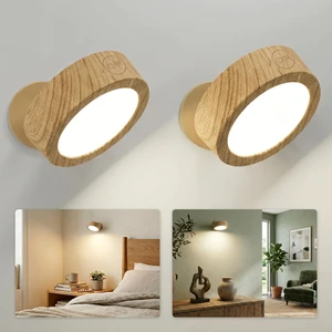 LED Wall Mounted Light, 3000mAh Rechargeable Cordless Wall Sconce, Dimmable with Remote & Touch Control, 3 Color Temps, 360° Rotatable for Bedroom, Living Room, Apartment, Renters (Wood, 2Pack) LED Wall Mounted Light, 3000mAh Rechargeable Cordless Wall Sconce, Dimmable with Remote & Touch Control, 3 Color Temps, 360° Rotatable for Bedroom, Living Room, Apartment, Renters (Wood, 2Pack)
