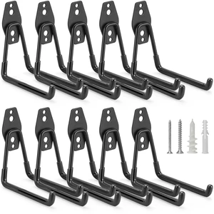 10 Pack Garage Hooks Heavy Duty Storage Organizer Wall Mount Power and Garden Tool Hangers, for Hanging Ladders, Ropes, Hose, Bulk Items 10 Pack Garage Hooks Heavy Duty Storage Organizer Wall Mount Power and Garden Tool Hangers, for Hanging Ladders, Ropes, Hose, Bulk Items