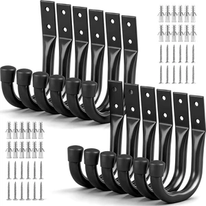 Heavy Duty Garage Storage Hooks, 12-piece Bike Hooks for Garage Wall, Utility Garage Hooks, Wall Mount J Hook for Hanging, Large Metal Storage Organizer Tool, Extension Cord Hanger Heavy Duty Garage Storage Hooks, 12-piece Bike Hooks for Garage Wall, Utility Garage Hooks, Wall Mount J Hook for Hanging, Large Metal Storage Organizer Tool, Extension Cord Hanger