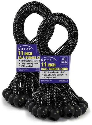 BB-11B Ball Bungee Cord, Heavy-Duty & Versatile, Indoor & Outdoor, Tarp Tie-Down, Organize & Secure, 11-Inch, Black, (50 Pack) BB-11B Ball Bungee Cord, Heavy-Duty & Versatile, Indoor & Outdoor, Tarp Tie-Down, Organize & Secure, 11-Inch, Black, (50 Pack)