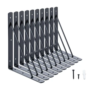 Wall Shelf Brackets, 10x8 Inch L Brackets, 10 Pack 200lbs Load Capacity, Sleek Metal Design with Screws, Ideal for Wood Shelves in Living Room/Bedroom/Office/Studio, Black Wall Shelf Brackets, 10x8 Inch L Brackets, 10 Pack 200lbs Load Capacity, Sleek Metal Design with Screws, Ideal for Wood Shelves in Living Room/Bedroom/Office/Studio, Black