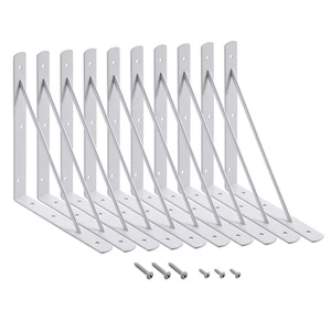 Wall Shelf Brackets, 10x8 Inch L Brackets, 10 Pack 200lbs Load Capacity, Sleek Metal Design with Screws, Ideal for Wood Shelves in Living Room/Bedroom/Office/Studio, White Wall Shelf Brackets, 10x8 Inch L Brackets, 10 Pack 200lbs Load Capacity, Sleek Metal Design with Screws, Ideal for Wood Shelves in Living Room/Bedroom/Office/Studio, White
