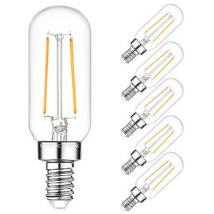 E12 Edison LED Light Bulbs 15 Watt Equivalent Candelabra, Dimmable 2700K Warm White T6 Clear LED Bulbs 2W 180lm Vintage T25 for Chandelier Ceiling Fan, Tubular Small Filament Bulbs, 6 Packs E12 Edison LED Light Bulbs 15 Watt Equivalent Candelabra, Dimmable 2700K Warm White T6 Clear LED Bulbs 2W 180lm Vintage T25 for Chandelier Ceiling Fan, Tubular Small Filament Bulbs, 6 Packs