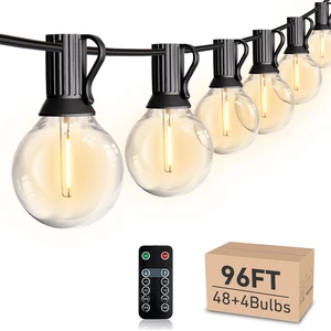 96FT LED Dimmable Outdoor String Lights with Remote 52 Edison Bulbs, Hanging Patio Lights For Backyard Balcony Bistro Cafe Decorative 96FT LED Dimmable Outdoor String Lights with Remote 52 Edison Bulbs, Hanging Patio Lights For Backyard Balcony Bistro Cafe Decorative