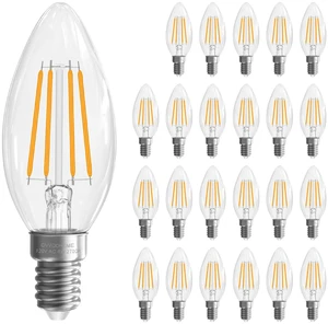 Candelabra Light Bulbs, E12 LED Bulb Dimmable 2700K Warm White, 24 Pack 6W LED 60 watt Equivalent, E12 Base B10 Candle Light Bulb for Chandelier, Ceiling Fan, 90+CRI, 600LM, Clear Glass Candelabra Light Bulbs, E12 LED Bulb Dimmable 2700K Warm White, 24 Pack 6W LED 60 watt Equivalent, E12 Base B10 Candle Light Bulb for Chandelier, Ceiling Fan, 90+CRI, 600LM, Clear Glass