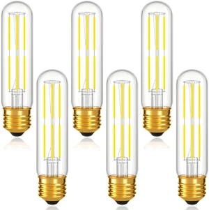Dimmable E26 T10 LED Bulb Tube Light Bulbs 6W,Daylight 5000K 600LM,6 Pack (60W Equivalent),Tubular Light Bulb Type T Long Thin Skinny Light Bulbs for Curio Cabinet,Piano Light,Chandelier,Hutch Dimmable E26 T10 LED Bulb Tube Light Bulbs 6W,Daylight 5000K 600LM,6 Pack (60W Equivalent),Tubular Light Bulb Type T Long Thin Skinny Light Bulbs for Curio Cabinet,Piano Light,Chandelier,Hutch