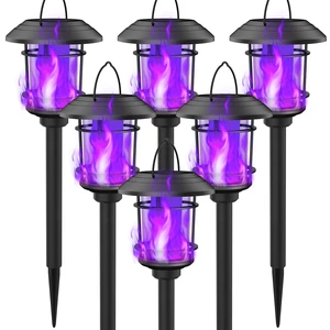 6 Pack Solar Flame Torch Lights Outdoor, Dual Use Flickering Purple Flame Garden Light, Hanging Lantern, Auto On/Off & Waterproof Halloween Lighting for Lawn Patio Yard Walkway Driveway 6 Pack Solar Flame Torch Lights Outdoor, Dual Use Flickering Purple Flame Garden Light, Hanging Lantern, Auto On/Off & Waterproof Halloween Lighting for Lawn Patio Yard Walkway Driveway