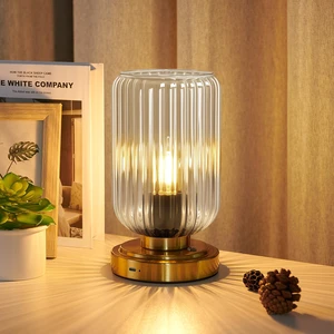 Cordless Table Lamp for Bedroom, Touch Stepless Dimmable 7500mAh Rechargeable Battery, Clear Glass Shade, Brushed Gold Base, Bulb Included, Modern Wireless Lamp for Desk, Living Room Cordless Table Lamp for Bedroom, Touch Stepless Dimmable 7500mAh Rechargeable Battery, Clear Glass Shade, Brushed Gold Base, Bulb Included, Modern Wireless Lamp for Desk, Living Room