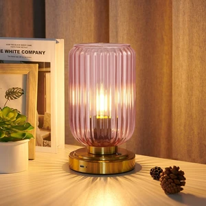 Cordless Table Lamp for Bedroom, Touch Stepless Dimmable 7500mAh Rechargeable Battery, Pink Glass Shade, Brushed Gold Base, Bulb Included, Modern Wireless Lamp for Desk, Living Room Cordless Table Lamp for Bedroom, Touch Stepless Dimmable 7500mAh Rechargeable Battery, Pink Glass Shade, Brushed Gold Base, Bulb Included, Modern Wireless Lamp for Desk, Living Room
