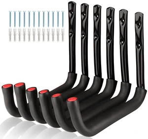 Garage Storage Ladders Hooks, 6 Pack Heavy Duty Utility Hanger, 9.8IN Wall Mount Rack Safely Holds 50 Pounds Garage Storage Ladders Hooks, 6 Pack Heavy Duty Utility Hanger, 9.8IN Wall Mount Rack Safely Holds 50 Pounds