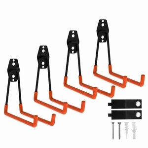 Garage Hooks, 4 Pack Large Square Wall Hooks for Hanging Heavy Duty Ladders, Bikes, Tools Ideal for Garage, Garden, Basement Utility Room Storage (Orange) Garage Hooks, 4 Pack Large Square Wall Hooks for Hanging Heavy Duty Ladders, Bikes, Tools Ideal for Garage, Garden, Basement Utility Room Storage (Orange)