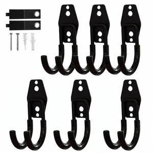 Garage Hooks, 6 Pack Small Round Wall Hooks for Hanging Heavy Duty Ladders, Bikes, Tools Ideal for Garage, Garden, Basement Utility Room Storage (Black) Garage Hooks, 6 Pack Small Round Wall Hooks for Hanging Heavy Duty Ladders, Bikes, Tools Ideal for Garage, Garden, Basement Utility Room Storage (Black)