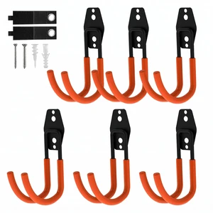 Garage Hooks, 6 Pack Large Round Wall Hooks for Hanging Heavy Duty Ladders, Bikes, Tools Ideal for Garage, Garden, Basement Utility Room Storage (Orange) Garage Hooks, 6 Pack Large Round Wall Hooks for Hanging Heavy Duty Ladders, Bikes, Tools Ideal for Garage, Garden, Basement Utility Room Storage (Orange)