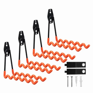 Garage Hooks, 4 Pack Wave Hooks for Hanging Heavy Duty Ladders, Bikes, Tools Ideal for Garage, Garden, Basement Utility Room Storage (Orange) Garage Hooks, 4 Pack Wave Hooks for Hanging Heavy Duty Ladders, Bikes, Tools Ideal for Garage, Garden, Basement Utility Room Storage (Orange)