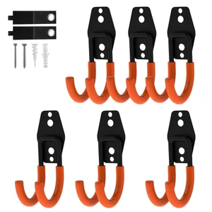 Garage Hooks, 6 Pack Small Round Wall Hooks for Hanging Heavy Duty Ladders, Bikes, Tools Ideal for Garage, Garden, Basement Utility Room Storage (Orange) Garage Hooks, 6 Pack Small Round Wall Hooks for Hanging Heavy Duty Ladders, Bikes, Tools Ideal for Garage, Garden, Basement Utility Room Storage (Orange)