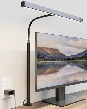 LED Desk Lamp for Office Home, Eye-Caring Desk Light with Adjustable Gooseneck, 12W Touch Control Dimmable Brightness, Architect Clamp Lamp with USB Adapter, Grey LED Desk Lamp for Office Home, Eye-Caring Desk Light with Adjustable Gooseneck, 12W Touch Control Dimmable Brightness, Architect Clamp Lamp with USB Adapter, Grey
