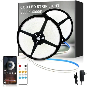 32.8ft COB LED Strip Lights 6000K White Dimmable DC 24V Flexible LED Tape Light for Bedroom, with Remote and app Control LED Light Strip,for DIY Home Decoration 32.8ft COB LED Strip Lights 6000K White Dimmable DC 24V Flexible LED Tape Light for Bedroom, with Remote and app Control LED Light Strip,for DIY Home Decoration