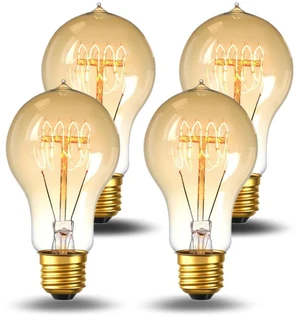 4-Pack Edison Light Bulb 60 Watt Dimmable A19 Vintage Warm Bulb Antique Vintage Old Fashioned E26 Incandescent Light Bulbs, Amber Warm White, 110V 230LM 2200K Edison Bulbs for Bedroom&Cafe 4-Pack Edison Light Bulb 60 Watt Dimmable A19 Vintage Warm Bulb Antique Vintage Old Fashioned E26 Incandescent Light Bulbs, Amber Warm White, 110V 230LM 2200K Edison Bulbs for Bedroom&Cafe