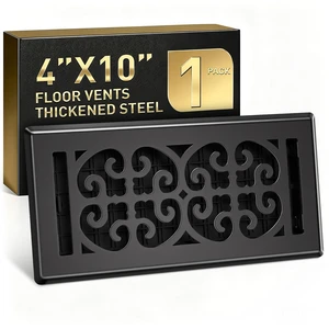 4x10 Floor Register, 1-Pack Black Floor Vent Covers, Thicker Metal Heavy Duty Walkable Decorative Scroll Vent Cover, Quiet, Heat-Resistant & Adjustable Control Lever, Fits 4x10 Duct Opening 4x10 Floor Register, 1-Pack Black Floor Vent Covers, Thicker Metal Heavy Duty Walkable Decorative Scroll Vent Cover, Quiet, Heat-Resistant & Adjustable Control Lever, Fits 4x10 Duct Opening