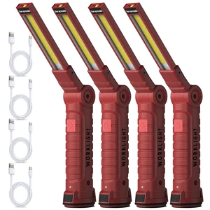 Rechargeable Work Light Flashlight, Tool Gifts for Fathers Day Dad Men Him Husband Grill Light Inspection Lamp with Magnetic Base Hook, 5 Modes 360° Rotate Car Emergency Repair 4 Pack Rechargeable Work Light Flashlight, Tool Gifts for Fathers Day Dad Men Him Husband Grill Light Inspection Lamp with Magnetic Base Hook, 5 Modes 360° Rotate Car Emergency Repair 4 Pack