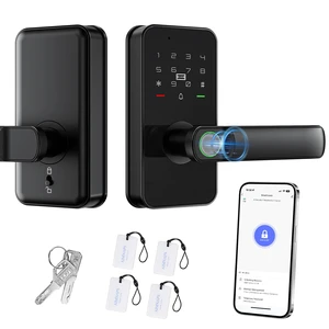WiFi Keyless Entry Door Lock with Handle,Door Locks for Front Door,Deadbolt Fingerprint Door Knob, Keypad Deadbolt with App Remote/WiFi/Key/IC Card/ Passcode, Smart Lock & Front Door Handle-Black WiFi Keyless Entry Door Lock with Handle,Door Locks for Front Door,Deadbolt Fingerprint Door Knob, Keypad Deadbolt with App Remote/WiFi/Key/IC Card/ Passcode, Smart Lock & Front Door Handle-Black