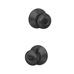 Plymouth Keyed Entry Door Knob, Interior/Exterior, Matte Black Keyed entry door knob with turn-button lock, Easy to install, Certified security & durability, Universal fit, 2 keys Plymouth Keyed Entry Door Knob, Interior/Exterior, Matte Black Keyed entry door knob with turn-button lock, Easy to install, Certified security & durability, Universal fit, 2 keys