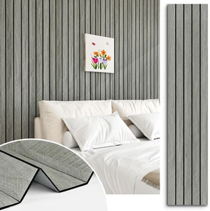 Grey Wood Wall Slat Panels Peel and Stick 3D Textured Fluted Wood Panels for Interior Wall Decor Self Adhesive Acoustic Wooden Paneling Sticker for Bedroom Studio TV Backgroud 23.6" x 118" Grey Wood Wall Slat Panels Peel and Stick 3D Textured Fluted Wood Panels for Interior Wall Decor Self Adhesive Acoustic Wooden Paneling Sticker for Bedroom Studio TV Backgroud 23.6" x 118"