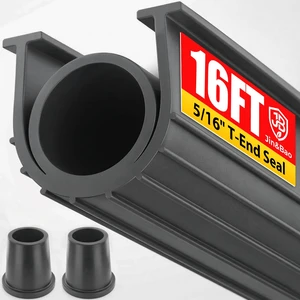 Garage Door Bottom Rubber Seal 5/16" T-End 16FT & 2 End Plugs Gray garage door bottom seal, double weather barrier, 2 end plugs, flexible rubber, easy trim, tool-free slide-in install Garage Door Bottom Rubber Seal 5/16" T-End 16FT & 2 End Plugs Gray garage door bottom seal, double weather barrier, 2 end plugs, flexible rubber, easy trim, tool-free slide-in install