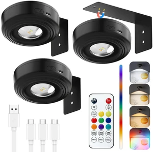 3.3" Picture Lights for Wall Spotlight, 2000mAh Rechargeable, 3Pack, Black RGB & 3-Color-TempRemote & Touch ControlMagnetic Lights for Photo FramesWireless Art Painting LightingBattery Operated 3.3" Picture Lights for Wall Spotlight, 2000mAh Rechargeable, 3Pack, Black RGB & 3-Color-TempRemote & Touch ControlMagnetic Lights for Photo FramesWireless Art Painting LightingBattery Operated