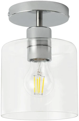 Chrome Semi Flush Mount Ceiling Light,Modern Farmhouse Ceiling Light Fixture for Closet Entryway,Hallway Light Fixture 5.9in Clear Glass Shade 1 Pack Chrome Semi Flush Mount Ceiling Light,Modern Farmhouse Ceiling Light Fixture for Closet Entryway,Hallway Light Fixture 5.9in Clear Glass Shade 1 Pack