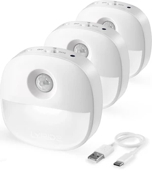 Rechargeable Night Light, Motion Sensor Battery Nightlights, Mini Stick-on LED Closet Light, 1-20LM Dimmable Brightness for Bedroom, Kitchen, Washroom, Stairs, Hallway, 3-Pack Rechargeable Night Light, Motion Sensor Battery Nightlights, Mini Stick-on LED Closet Light, 1-20LM Dimmable Brightness for Bedroom, Kitchen, Washroom, Stairs, Hallway, 3-Pack