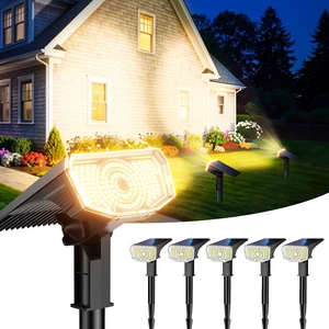 Solar Spot Lights Outdoor Waterproof IP65, 100 LED Solar Lights Outdoor Super Bright Solar Spotlights 3000K&2 Lighting Modes, 2-in-1 Ground Spike & Wall Mount Solar Landscape Spotlights for Yard Solar Spot Lights Outdoor Waterproof IP65, 100 LED Solar Lights Outdoor Super Bright Solar Spotlights 3000K&2 Lighting Modes, 2-in-1 Ground Spike & Wall Mount Solar Landscape Spotlights for Yard