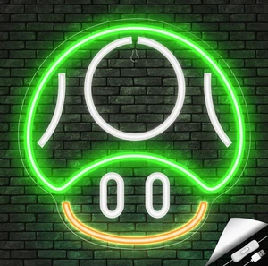 Gaming Neon Sign, Mushroom Neon Sign for Game Room Decor, Man Cave, Kids Room - Gaming Mushroom Wall Decor - Gamer Gifts for Boys, Kids (Green) Gaming Neon Sign, Mushroom Neon Sign for Game Room Decor, Man Cave, Kids Room - Gaming Mushroom Wall Decor - Gamer Gifts for Boys, Kids (Green)