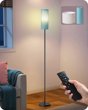 2 Lampshades Modern Floor Lamps for Living Room Blue 63.7", Remote Control, Foot Switch, 2700-6000K Dimmable, 9W Bulb Included, Minimalist Standing Lamp for Bedroom, Office 2 Lampshades Modern Floor Lamps for Living Room Blue 63.7", Remote Control, Foot Switch, 2700-6000K Dimmable, 9W Bulb Included, Minimalist Standing Lamp for Bedroom, Office