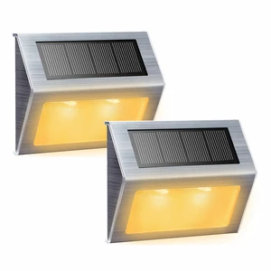 Warm White Solar Lights for Deck Step Fence Post, SST Housing, 2 Pack Soft warm non-glare LED, sturdy stainless steel casing, outdoor use, Rainproof, Automatic ON/OFF, not excessively bright Warm White Solar Lights for Deck Step Fence Post, SST Housing, 2 Pack Soft warm non-glare LED, sturdy stainless steel casing, outdoor use, Rainproof, Automatic ON/OFF, not excessively bright