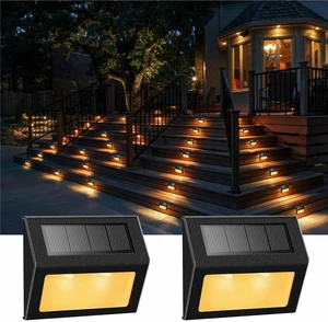 Warm White Solar Lights for Deck Step Fence, Black SST Housing, 2 Pack Soft warm non-glare LED lamp, sturdy stainless steel casing with black coating, for deck, step, fence, pathway, Rainproof Warm White Solar Lights for Deck Step Fence, Black SST Housing, 2 Pack Soft warm non-glare LED lamp, sturdy stainless steel casing with black coating, for deck, step, fence, pathway, Rainproof