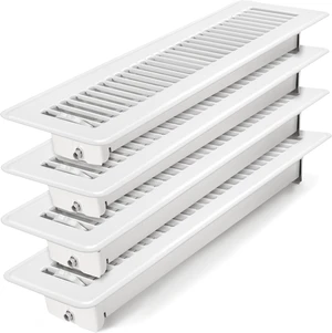 Floor Register 2x14, 4 Pack Heavy Duty Steel Vent Covers for Home Floor Rust-Resistant Floor Vent Covers, Registers Grille with Adjustable Lever, Energy-Saving, 2 Inch by 14 Inch White Floor Vents Floor Register 2x14, 4 Pack Heavy Duty Steel Vent Covers for Home Floor Rust-Resistant Floor Vent Covers, Registers Grille with Adjustable Lever, Energy-Saving, 2 Inch by 14 Inch White Floor Vents