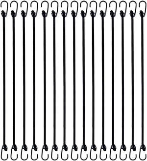Mini Bungee Cord with Hooks 12 Inch, Plastic Coated, Without Sharp Hook End, 15 Piece Mini Bungee Cord with Hooks 12 Inch, Plastic Coated, Without Sharp Hook End, 15 Piece