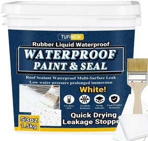 Rubber Liquid Waterproof Sealant, 53oz/1.5kg White Quick Drying Multi Surface Foundation Leak Repair - Roof Gutters Basement Sealer Waterproof - Indoor & Outdoor Flexible Rubber Paint Rubber Liquid Waterproof Sealant, 53oz/1.5kg White Quick Drying Multi Surface Foundation Leak Repair - Roof Gutters Basement Sealer Waterproof - Indoor & Outdoor Flexible Rubber Paint