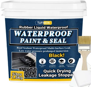 Rubber Liquid Waterproof Sealant, 53oz/1.5kg Black Quick Drying Multi Surface Foundation Leak Repair - Roof Gutters Basement Sealer Waterproof - Indoor & Outdoor Flexible Rubber Paint Rubber Liquid Waterproof Sealant, 53oz/1.5kg Black Quick Drying Multi Surface Foundation Leak Repair - Roof Gutters Basement Sealer Waterproof - Indoor & Outdoor Flexible Rubber Paint