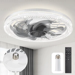 Ceiling Fans with Lights, Socket Fan Light with Remote Control, Dimmable Brightness 3000K-6500K Memory, Socket Modern Flush Mount Low Profile Ceiling Fan for Bedroom, Small Living Room, Kitchen White Ceiling Fans with Lights, Socket Fan Light with Remote Control, Dimmable Brightness 3000K-6500K Memory, Socket Modern Flush Mount Low Profile Ceiling Fan for Bedroom, Small Living Room, Kitchen White