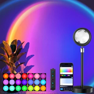 Sunset Lamp Projector Led Lights with APP, Push Button Control Night Light RGB Lights Sun Light Sunrise Lamp 360° Rotation Mood Lighting Home/Room Decor Gifts for Women,Desktop Multicolor Sunset Lamp Projector Led Lights with APP, Push Button Control Night Light RGB Lights Sun Light Sunrise Lamp 360° Rotation Mood Lighting Home/Room Decor Gifts for Women,Desktop Multicolor