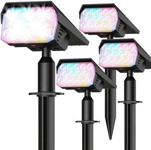 Solar Color Changing RGB Lights IP65 Waterproof, 56 LED 8 Lighting Modes Solar Spotlights, Landscape Lights for Yard Garden Pathway Holiday Decor, 4 Pack (Multicolor) Solar Color Changing RGB Lights IP65 Waterproof, 56 LED 8 Lighting Modes Solar Spotlights, Landscape Lights for Yard Garden Pathway Holiday Decor, 4 Pack (Multicolor)