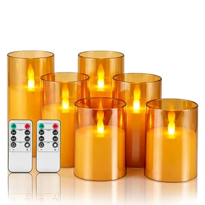 Flameless Candles with Remote, Set of 6 LED Pillar Candles (3" D x 4" 5" 6" H), Realistic Climbing Flame Battery Powered Candles for Home Wedding Christmas (Amber Ivory) Flameless Candles with Remote, Set of 6 LED Pillar Candles (3" D x 4" 5" 6" H), Realistic Climbing Flame Battery Powered Candles for Home Wedding Christmas (Amber Ivory)