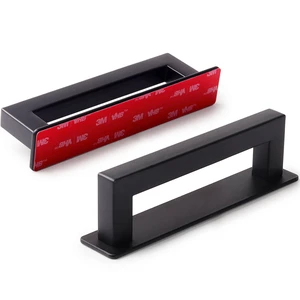 Adhesive Cabinet Handles, Matte Black, 4-3/4", 4-Pack Stainless Steel Feel, Stick On Handle, No Drill Pulls for Drawer Closet Glass Sliding Shower Door Adhesive Cabinet Handles, Matte Black, 4-3/4", 4-Pack Stainless Steel Feel, Stick On Handle, No Drill Pulls for Drawer Closet Glass Sliding Shower Door