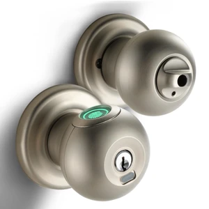 Biometric Fingerprint Door Lock, Smart Fingerprint Door Knob Keyless Thumbprint Entry Lock for Front Door, 2 Keys, 50 User Fingerprints, Passage Mode, Silent Mode, Bedrooms, Hotels Biometric Fingerprint Door Lock, Smart Fingerprint Door Knob Keyless Thumbprint Entry Lock for Front Door, 2 Keys, 50 User Fingerprints, Passage Mode, Silent Mode, Bedrooms, Hotels