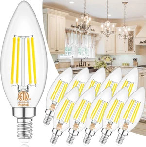 10 Pack E12 LED Bulb Dimmable 40W Equivalent, 4000K Natural Daylight LED Candelabra Bulbs, 120V Type B Light Bulbs, B11 Shape Filament Clear Light Bulb, Ceiling Fan Light Bulbs 400 LM CRI 85+ 10 Pack E12 LED Bulb Dimmable 40W Equivalent, 4000K Natural Daylight LED Candelabra Bulbs, 120V Type B Light Bulbs, B11 Shape Filament Clear Light Bulb, Ceiling Fan Light Bulbs 400 LM CRI 85+